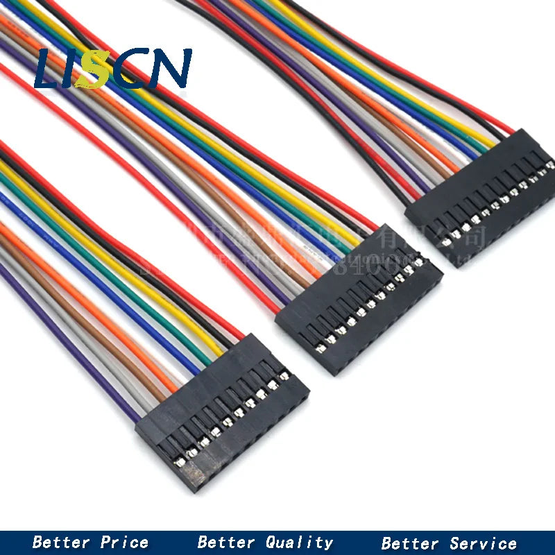 10PCS 2.54 2.54MM Wire Dupont Line female to female 1P2 3 4 5 6 7 8 9 10 12 Pin Dupont cable connector JUMPER CABLE WIRE FOR PCB