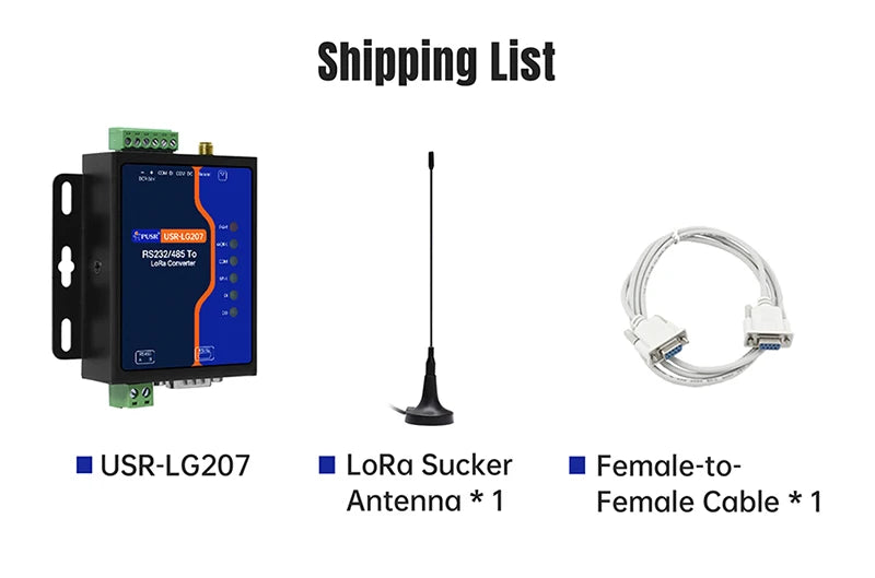 PUSR RS485/232 to LoRa Converter Point to Modbus TCP/RTU Gateway 8KM Data Transfer SX1262 DI+DO IO LoRa Wireless Modem USR-LG207