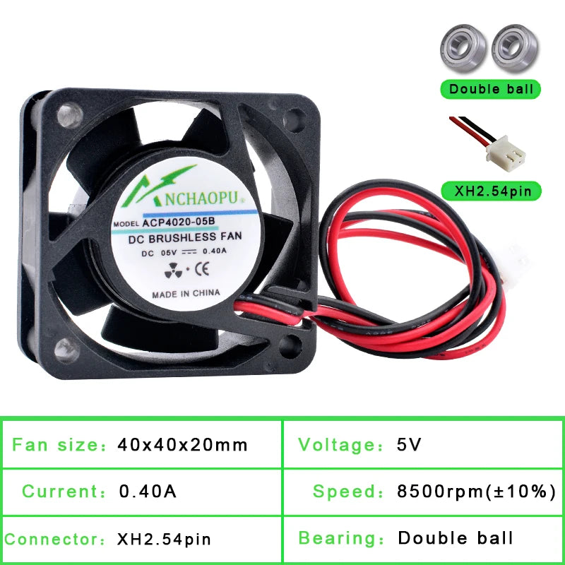 ACP4020 4cm 40mm Fan 40x40x20mm DC5V 12V 24V Cooling Fan for Inverter Router Inverter Power Supply