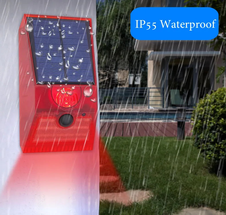 Multi-Function Solar PIR Motion Sensor Alarm Light Remote Control 129dB Siren For Home Garden Shed Caravan Farm Security Lamp