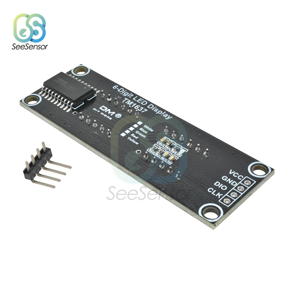 TM1637 0.36 inch 6-Digit 7-segment LED Digital Tube Display Control Module For Arduino 5V Microcontroller Serial Driver 46x14mm
