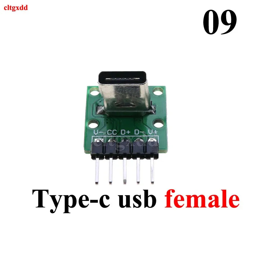 1pcs Micro Mini USB Type C USB 2.0 3.0 Male Female PCB Connector 90 Degree Data Charging Cable Jack Test Board with Pin Header