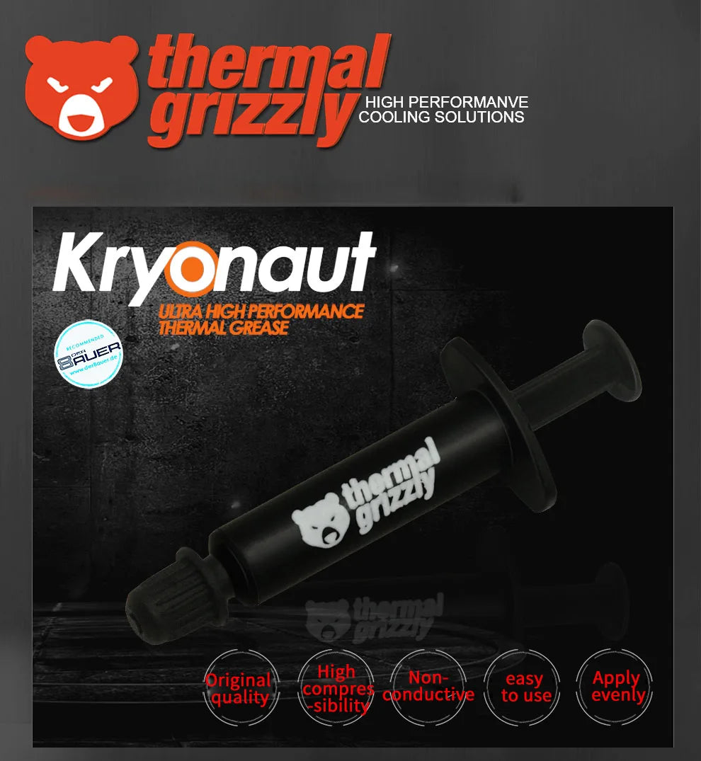 Thermal Grizzly Kryonaut Extreme KE Thermal Paste for CPU/GPU Cooler Large Capacity Compound Cooling Silicone Grease 1g/5.5g/11g