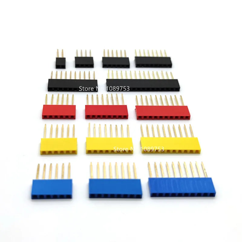 10pcs Pin Header 2.54MM 10MM Long Needle Female Pin Header Strip Stackable Header Connector 1*2/3/4/5/6/8/10/15P