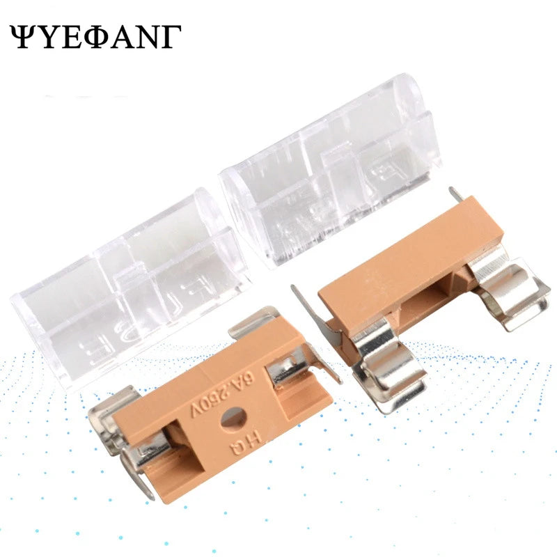 5PCS 5*20mm Glass Fuse Holder Transparent Holder with Transparent Cover Fuse Blocks 5x20mm Insurance Header 250V