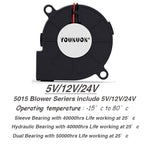 5015 5cm DC 5V 12V 24V 2Pin Dual Ball/Hydraulic Bearing Brushless Cooling Turbine Blower Fan 50mm x 15mm Blower Cooler Fan