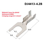 100pcs 4.2mm Fork Terminal Block Fork-shaped Bare cold-pressed Terminal U-shaped Y-shaped Lug Grounding Lug 3.2 4.2 5.2 6.2 8.2