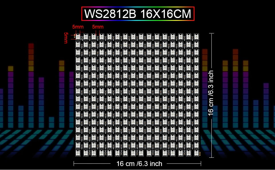 1-10Pcs WS2812B RGB Flexible 16x16 8x32 256Leds Pixel Panel Matrix Screen Led Module WS2812 IC ECO Individually Addressable DC5V