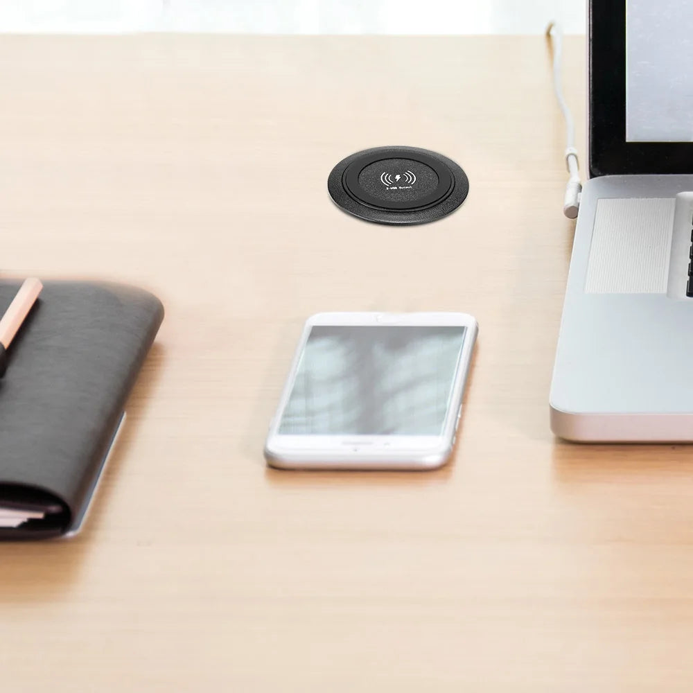 Fast Wireless Charger Pop-up Desktop Embedded Fast Wireless Charger With USB Port 30W Universal For Iphone Xiaomi Smartphone