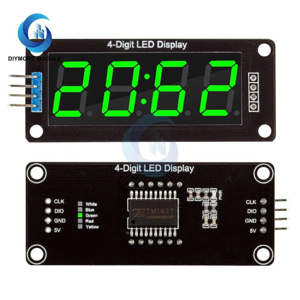 TM1637 4-Digit 7 Segments Digital LED Display Module 0.56 inch Display Tube Decimal Clock Double Dots Module Board for Arduino