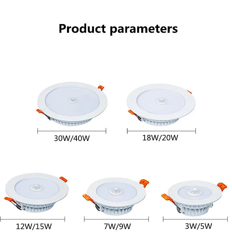 LED Downlight Smart Infrared Induction LED Ceiling Spot light 3W 5W 9W 18W 20W 220V Motion Sensor Recessed Round LED Panel Light
