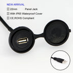 22mm Hole Install USB Connector/Socket FEMALE A - MALE A With Extend Cable(60cm,150cm)