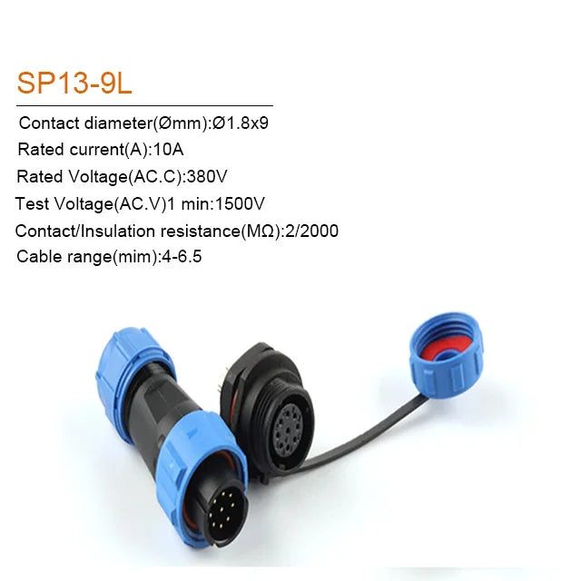 Waterproof Connector IP68 SP13 2/3/4/5/6/7/9PIN  Male Plug & Female Socket  Panel Mount Wire Cable Connector Aviation Plug