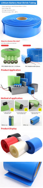 1M 18650 Lip Battery PVC Heat Shrink Tube Pack Width 280mm ~ 625mm Dia 55 - 255mm Insulated Film Wrap Lithium Case Cable Sleeve