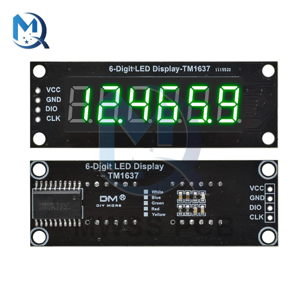 0.36 Inch TM1637 4/6-Digit LED Digital Display Tube Module Red/Green/Yellow/Blue/White 0.36" Decimal 7 Segments For Arduino