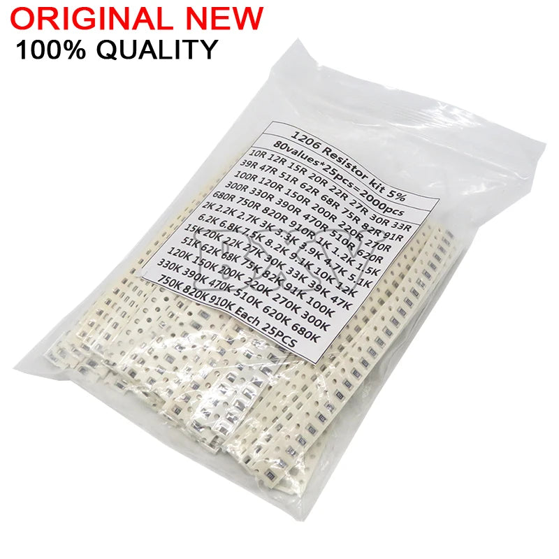 200PCS 660PCS 720PCS 4000PCS 0402 0603 0805 1206 1210 2512 SMD Resistor Kit PUMUDDSY Assorted Kit 10K 100K 1K 1R 100R 220R 1% 5%