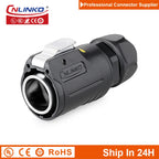 Cnlinko LP24 M24 Waterproof Ethernet RJ45 Connector Plug Receptacle Cat5e 8pin Signal Connector for Network Telecom LED Billboar