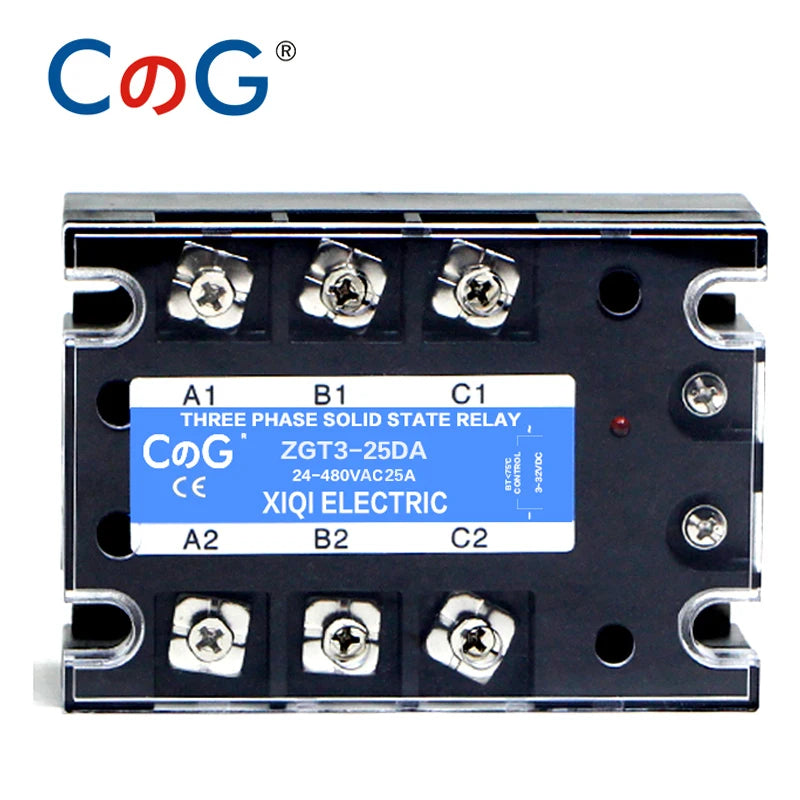 CG 3 Phase 10A 25A 40A DA 60A 80A 100A 150 200A Three Phase SSR 3-32V DC Control 24-480V AC Solid State Relay SSR AC Three DC-AC