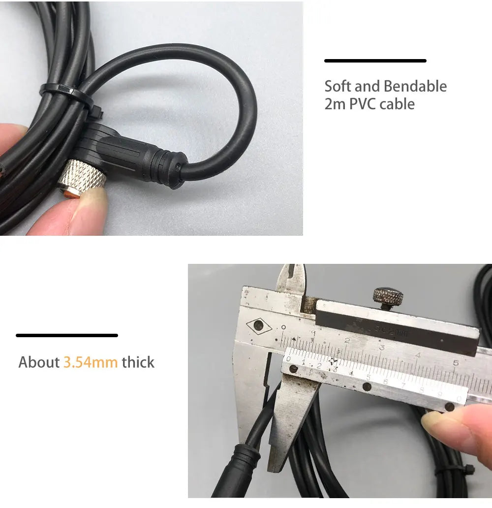 Cloweit M8 3 4 Pins PVC LED IP67 Sensor Cable Connector Type A Socket Plug 2m Waterproof Male&Female Straight Angle Flange