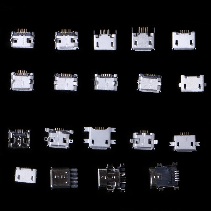 240Pcs 24 Models Micro USB Connector Socket Jack MP3/4/5 Moblie Phone And Mobile Power Ban Assorted Kit SMD DIP Socket Set