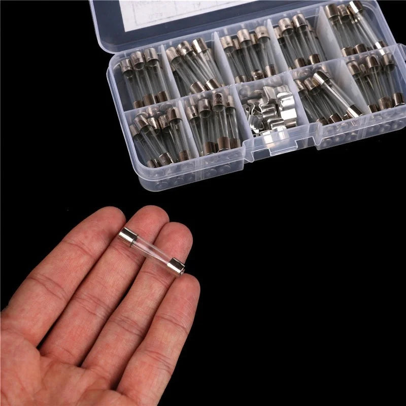 60Pcs/Box 6x30mm 5A-30A Glass Tube Fuses Assorted Kit with Fuse Holder  Fuse for Pressure Wash  Fuse Adapter