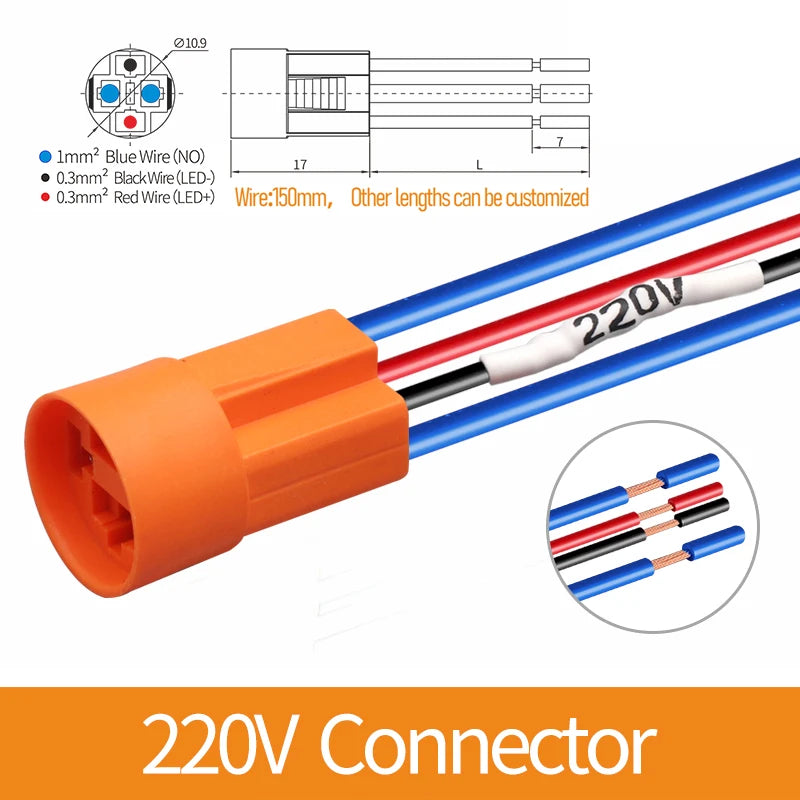 LANBOO 12E 7A High Current 4 Pin Switch Waterproof IP65 Latching or Momentary Micro Metal Push Button Switch with LED 24V220V