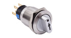 19mm 2 3 Position Metal Selector Rotary Switch Latching Push Button Switch SPDT with 12V LED Illuminated Switch 1NO1NC ON OFF