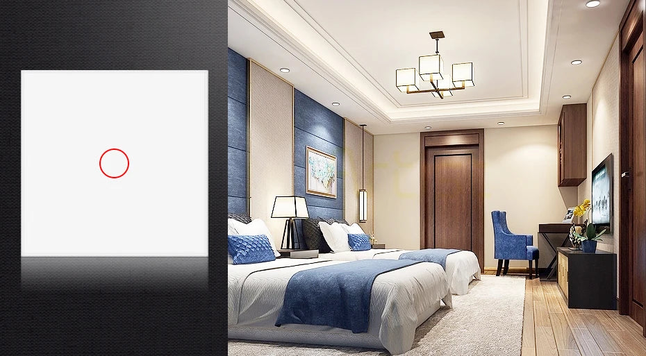 UBARO EU/UK Standard Crystal Tempered Glass Wall Panel Light Touch Switch Led Indicator Sensor Electrical Button 1/2/3Gang 220V