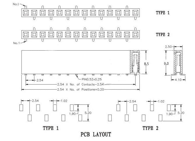 10pcs 2.54mm SMD Socket Stackable 1x2/3/4/5P 6P 7P 8P 9P 10P 20P~40p PH8.5 Single Row SMT Female Header Connector