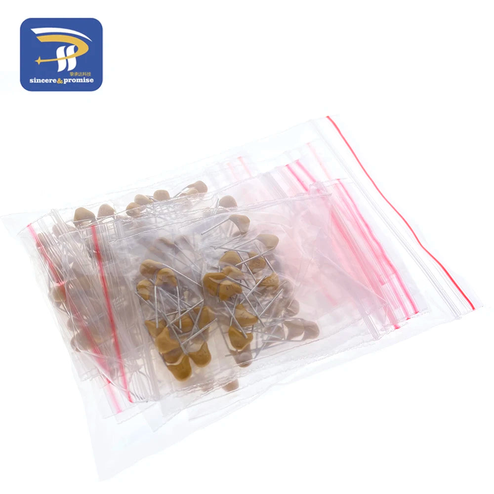 18values*10pcs =180pcs Monolithic Ceramic Capacitor 20pF~1uF, (105) 50V Multilayer Ceramic Capacitor Assorted Kit 22PF 30PF 100P