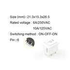 5PCS 6PIN 21X15mm Rocker Switch KCD2 DPDT Black White Push Button Boat Power Rocker Switch 6A/250V 10A/125V Electrical Equipment