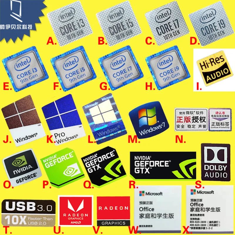 Sticker original tenth generation cpu 10th generation i3 i5 i7 i9 label hire small gold label notebook decoration