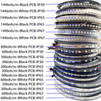 DC5V WS2812B 5m/Roll 30/60/144leds/m Black/White PCB IP30/IP65/IP67 5050RGB Individually Addressable Smart led pixel strip light