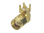 1Pcs RP-SMA RP SMA Male JACK PIN Right Angle Solder For PCB Mount RF Connector Brass