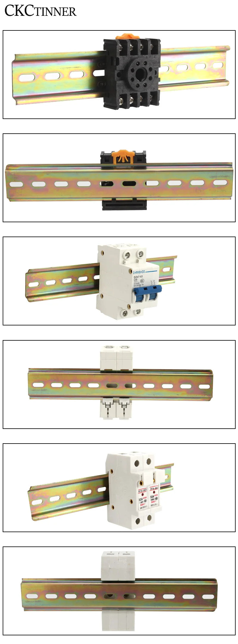 Universal Type C45 DIN Rail Terminal Blocks Relay Contactor  AC Contactor Lead Guide Rail Way 35mm wide 7.5mm high