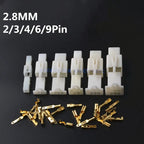 2/5/10 Sets 2.8mm Electrical Wire Connectors Kit Male Female Cable Terminal Plug for Cars Motorcycles 2/3/4/6/9 Pin Options