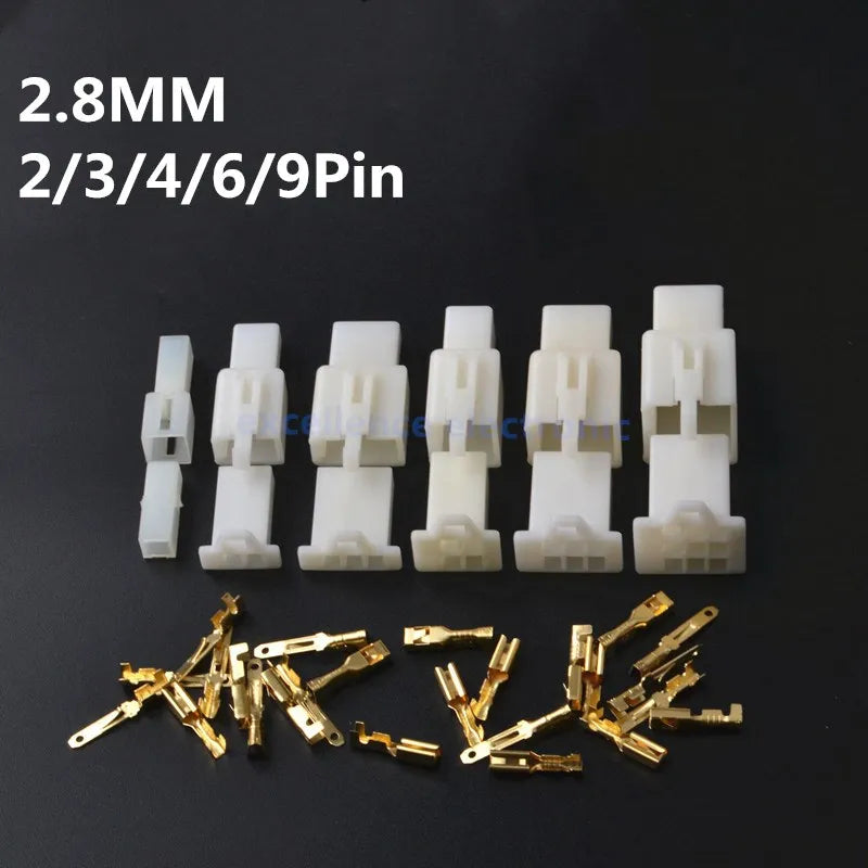2/5/10 Sets 2.8mm Electrical Wire Connectors Kit Male Female Cable Terminal Plug for Cars Motorcycles 2/3/4/6/9 Pin Options
