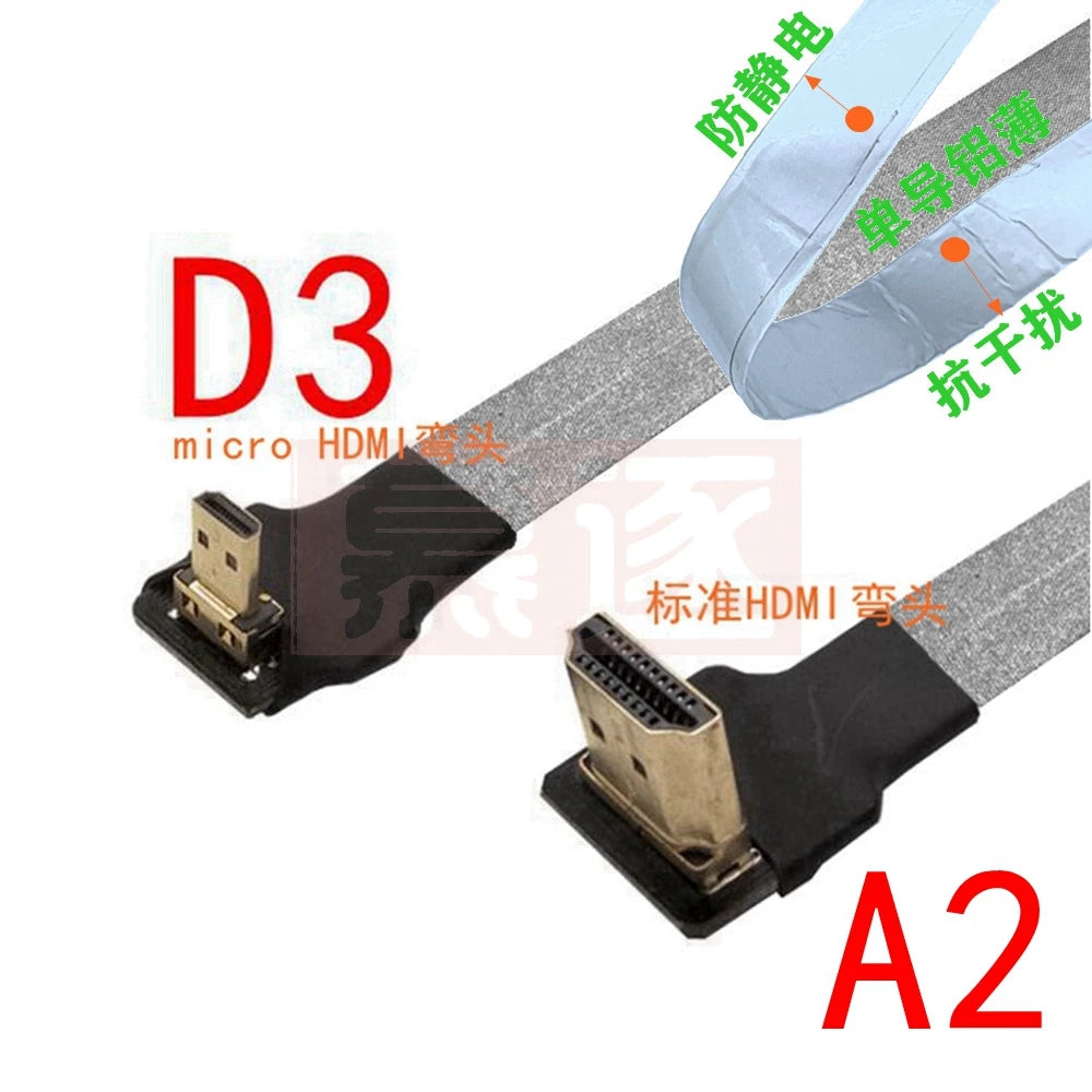 FPV Micro Mini HDTV-Male 90 Degree Connector FPC Flexible Flat HD Ribbon Cable FFC Pitch 20pin For Drone Gopro DSLR Gimbal Kit