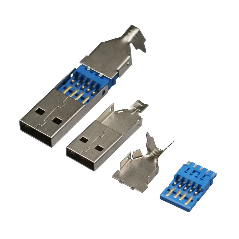 2/5/10Sets USB 3.0 Type A male connector jack soldering type socket 3 in 1 DIY USB 3.0 Jack Male Charging Socket