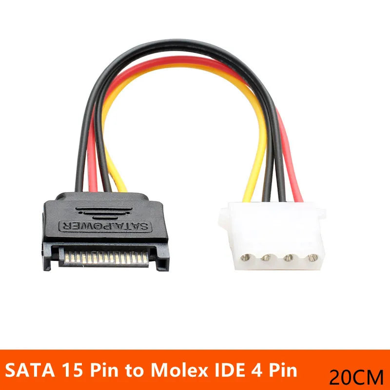 4 Pin IDE Molex to 2 Sata/SATA 15Pin To 2 SATA 15 Pin /SATA 15 Pin  to Molex IDE 4 Pin Power HDD Splitter Connector Cable for PC