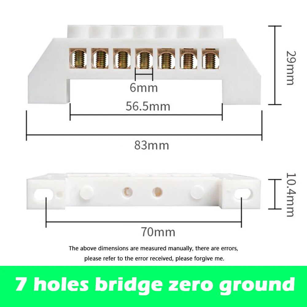 20PCS 5/7/10/12 Hole Bridge Type Zero Line Row Ground Row Ground Copper Bar Distribution Box Connected To Zero Terminal Row