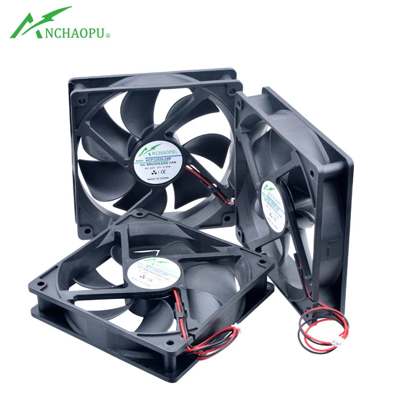 ACP12025 12cm 120mm Fan 120x120x25mm DC5V 12V 24V 2Pin Cooling Fan Suitable for Chassis Power Inverter