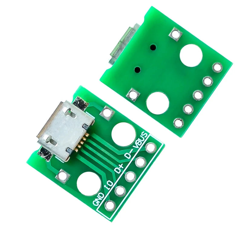 10pcs Micro USB To DIP Adapter 5pin Female Connector Module Board Panel Female 5-Pin Pinboard B Type PCB 2.54 MM