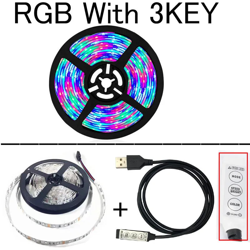 5M USB LED Strip Light 5V 3528 1 Meter 5 Meter White Warm White Pink Green Blue Red SMD RibbonKitchen Light Under Cabinet Lamp