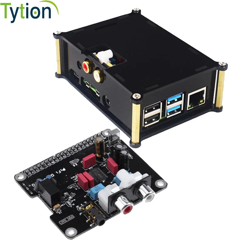 Raspberry Pi 4B Expansion Board I2S HIFI DAC Digital Sound Card Digital Broadcasting Box Music Turntable with Acrylic Shell Case