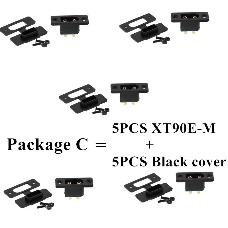 Amass XT90E-M Battery Connector XT90E Male Plug Gold-plated XT90 Mountable Connector Black Socket Or XT90H-M Quickly Charge