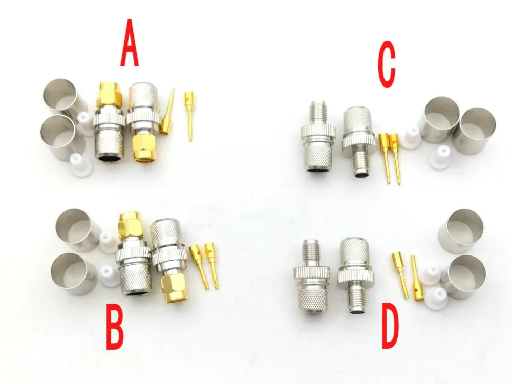 20pcs SMA Male Plug / RP-SMA Female Jack Crimp FOR RG8 RG165 RG213 LMR400 Cable RF Adapter