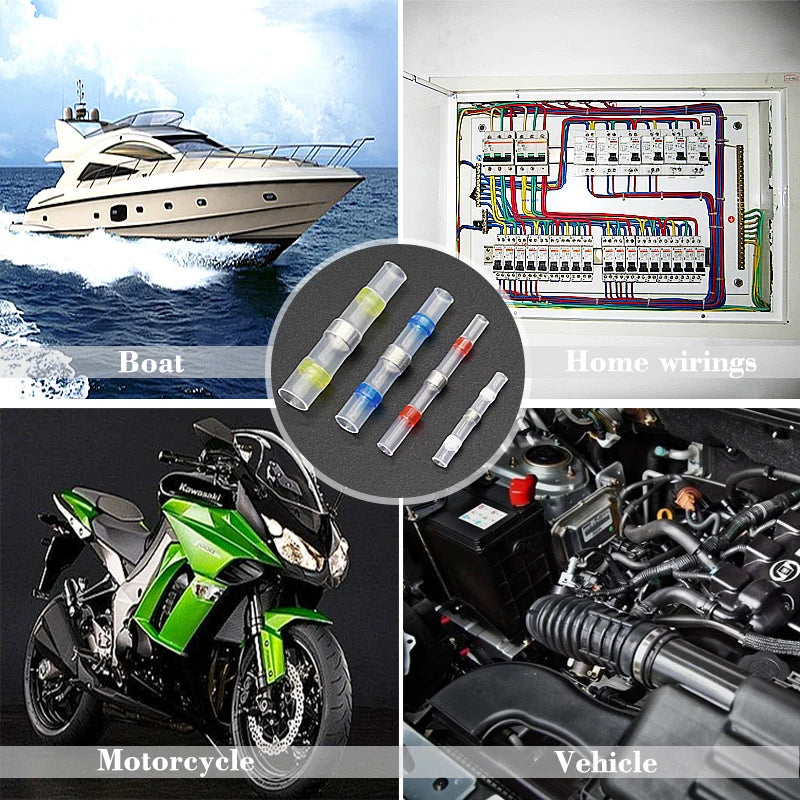 Heat Shrinkable Wire Connectors 50PCS SST21 Waterproof Sleeve AWG22-18 Butt Electrical Splice Tinned Solder Seal Terminal
