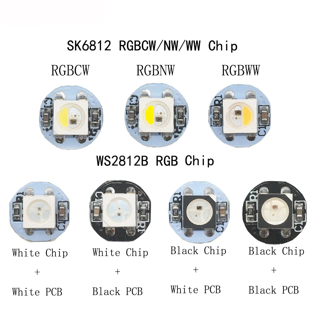WS2812B LED Individually Addressable WS2811 IC SK6812 RGBCW,RGBWW,RFBNW Led Heatsink 5050SMD RGB/RGBW Built-In DC5V 10~100Pcs