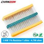 1/4W 1% High Precision Metal Film Resistors Kit 1 100 200 220 330 470 1K 4.7K 15K 10K 20K 22K 47K Ohm Resistance Assortment Set